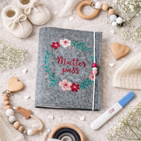 Mutterpasshülle Blumenkranz