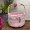 Handgefertigter Korb aus Baumwollseil Rope Bowl mit Echt-Leder