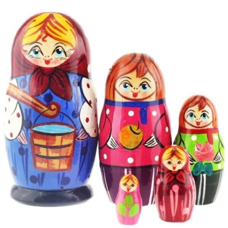 5-er Matroschka mit Fass, 10,5 cm, # DZ 427