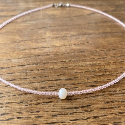 Kette Süßwasserperle mit Glasperlen rosa