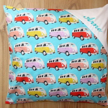 Dekokissen Namenskissen personalisiert Kissenbezug Bulli Kleinbus
