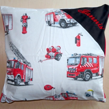 Dekokissen Namenskissen personalisiert Kissenbezug Feuerwehr