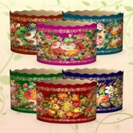 4 Backformen Osterkuchen Kulitsch, Kartonpapier, bunt