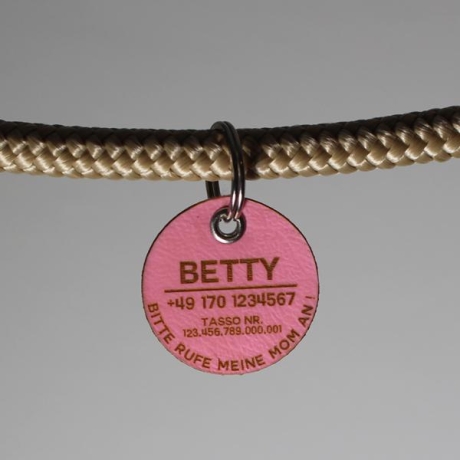 DOG TAGS / HUNDEMARKEN - Biothane - rosa - v1 - rund - Ø 3,4 cm