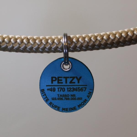 DOG TAGS / HUNDEMARKEN - Biothane - blau - v1 - rund - Ø 3,4 cm