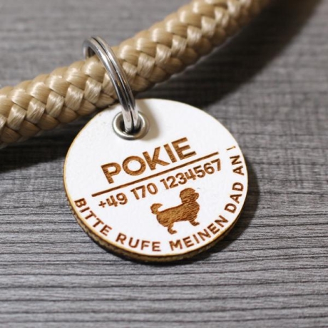 DOG TAGS / HUNDEMARKEN - Biothane - weiß - v2 (HUND) - Ø 3,4 cm