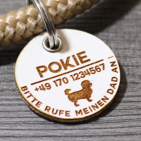 DOG TAGS / HUNDEMARKEN - Biothane - weiß - v2 (HUND) - Ø 3,4 cm