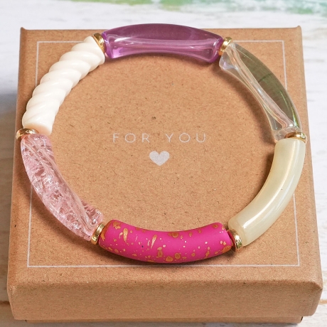 Buntes Boho Armband aus Röhrenperlen – Armreif Handmade, Festival