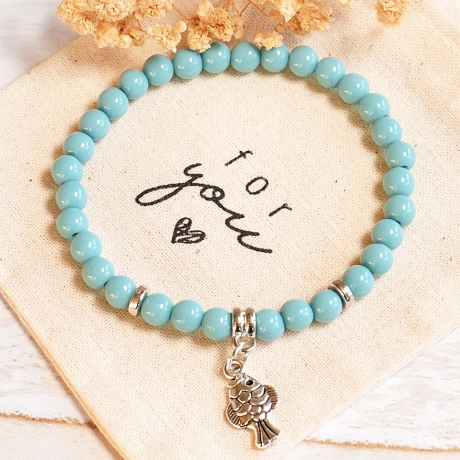 Handgemachtes Armband Fisch, Boho Hippie Schmuck, Geschenkidee