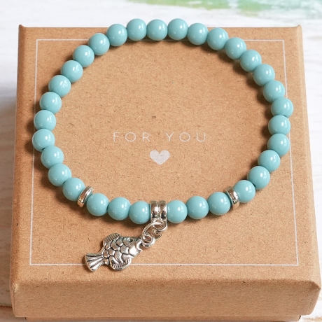 Handgemachtes Armband Fisch, Boho Hippie Schmuck, Geschenkidee