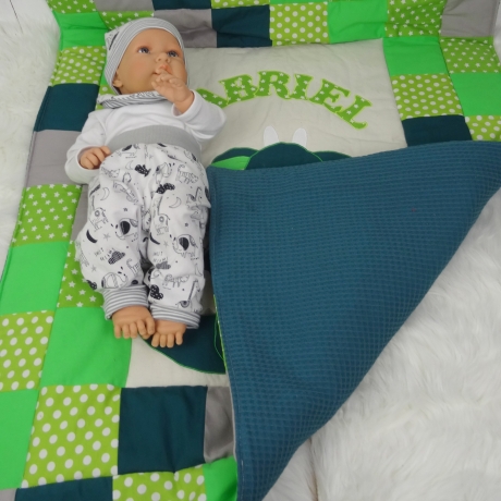Krabbeldecke stehender Drache , Patchwork, Kuscheldecke