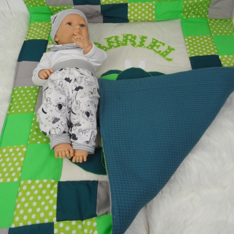 Krabbeldecke stehender Drache , Patchwork, Kuscheldecke