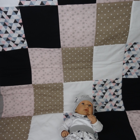 Krabbeldecke Juna, Patchwork, Kuscheldecke, Tagesdecke