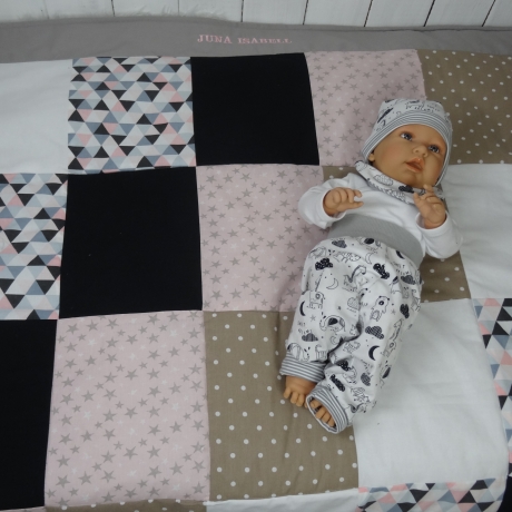 Krabbeldecke Juna, Patchwork, Kuscheldecke, Tagesdecke
