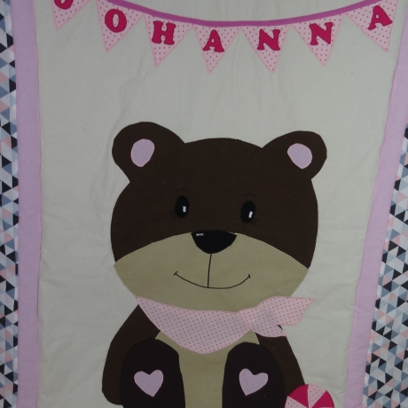 Krabbeldecke  Bärchen, Patchwork, Kuscheldecke, Tagesdecke