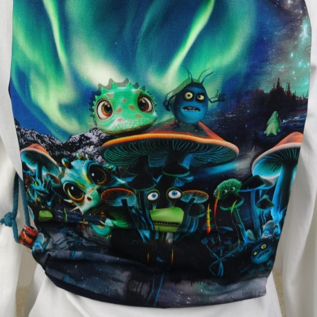 Turnbeutel, Sportbeutel, Kita-Tasche, Rucksack, lustige Aliens