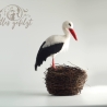 Storch am Nest, gefilzt