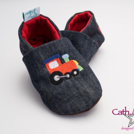 Upcycling Jeanspuschen Lokomotive vegan