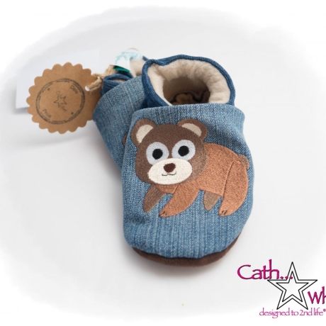 Upcycling Jeanspuschen Bär vegan