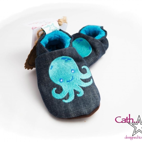 Upcycling Jeanspuschen Octopus vegan