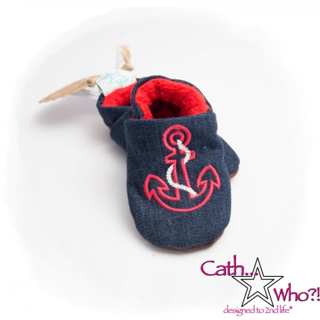 Upcycling Jeanspuschen Anker vegan