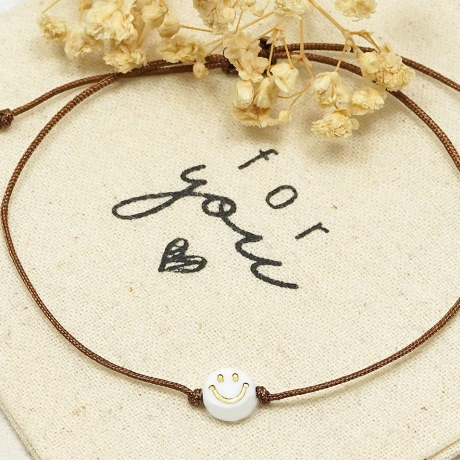 Smiley Armband Freundschaftsarmband Makramee Glücksbringer JGA