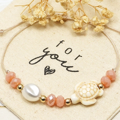 Armband Schildkröte – Perlenarmband aus Naturstein & Perlmutt,