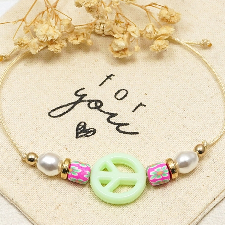 Armband Peace – Freundschaftsarmband Makramee Neon Boho Geschenk
