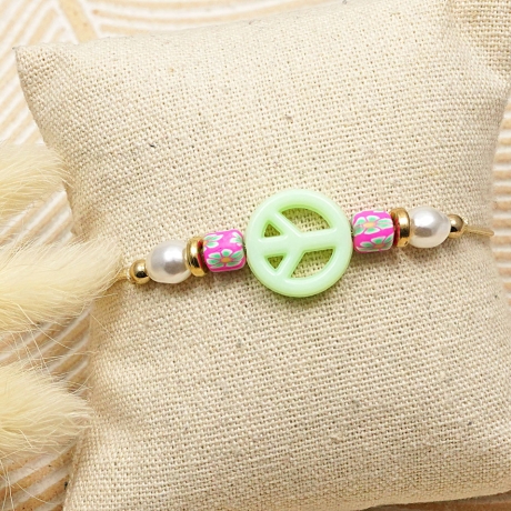 Armband Peace – Freundschaftsarmband Makramee Neon Boho Geschenk