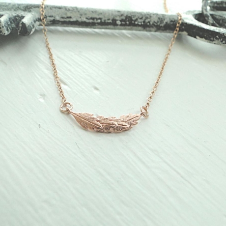 Kette ROMANCE Feather Federn rosévergoldet matt