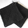 Große Topflappen im 2er Set aus schwarzem Baumwollbändchengarn