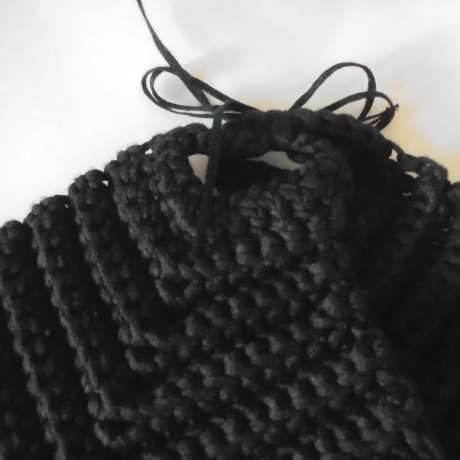 Große Topflappen im 2er Set aus schwarzem Baumwollbändchengarn