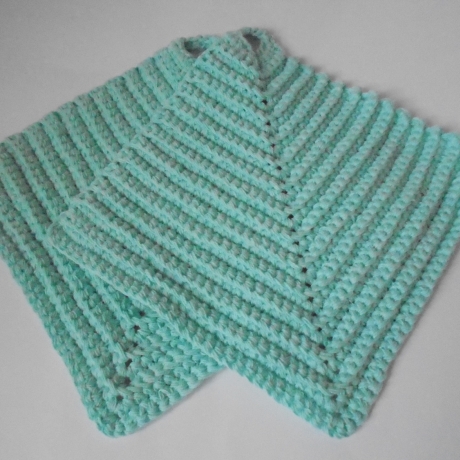 wie von Oma-Topflappen im 2er Set aus mintblauem Baumwollgarn