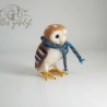 Schleiereule mit Schal, gefilzt