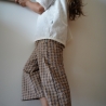 Culotte Seersucker, Braun/Grau kariert