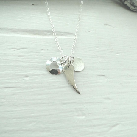 Kette Guardian Schutzengel Herz Plakette Silber Schutzengelkette