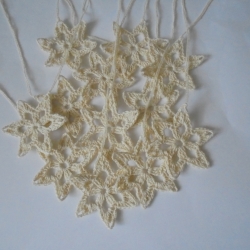 12er Set rustikale Schneesterne/Weihnachtssterne 6 eckig in natur