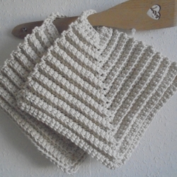 Gehäkelte Topflappen 2er Set aus naturfarbener BW, ä. Makramee