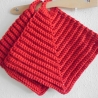 Gehäkelte Topflappen 2er Set aus roter BW,ähnlich Schulgarn