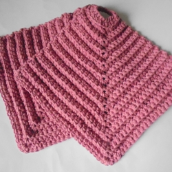 Gehäkelte Topflappen 2er Set aus rosa/altrosa BW, ä. Makramee