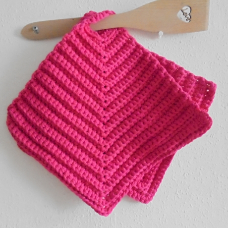 Gehäkelte Topflappen 2er Set aus pinker BW,ähnlich Schulgarn