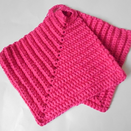 Gehäkelte Topflappen 2er Set aus pinker BW,ähnlich Schulgarn