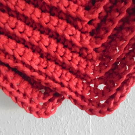 Gehäkelte Topflappen 2er Set aus roter BW, ä. Makramee