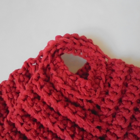 Gehäkelte Topflappen 2er Set aus roter BW, ä. Makramee