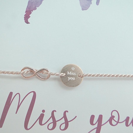 Armband Seidenbändchen Miss You Infinity Gravur