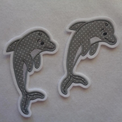 Applikation/Aufnäher süsser Delfin, Delphin grau