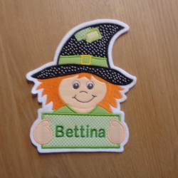 Applikation/Aufnäher niedliche Hexe mit Wunschnamen/text Applikation/Aufnäher niedliche Hexe mit Wunschnamen/text