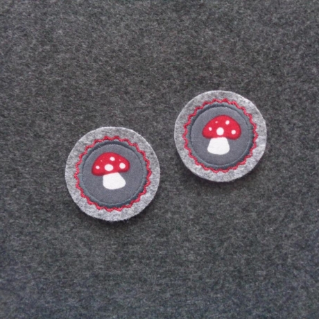 Applikation/Aufnäher Mini-Button Pilz 2-er-Set