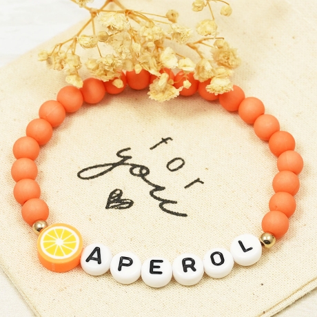 Perlenarmband Aperol, Freundschaftsarmband, Geschenk, Boho Hippie