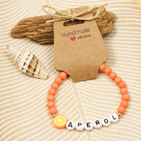 Perlenarmband Aperol, Freundschaftsarmband, Geschenk, Boho Hippie